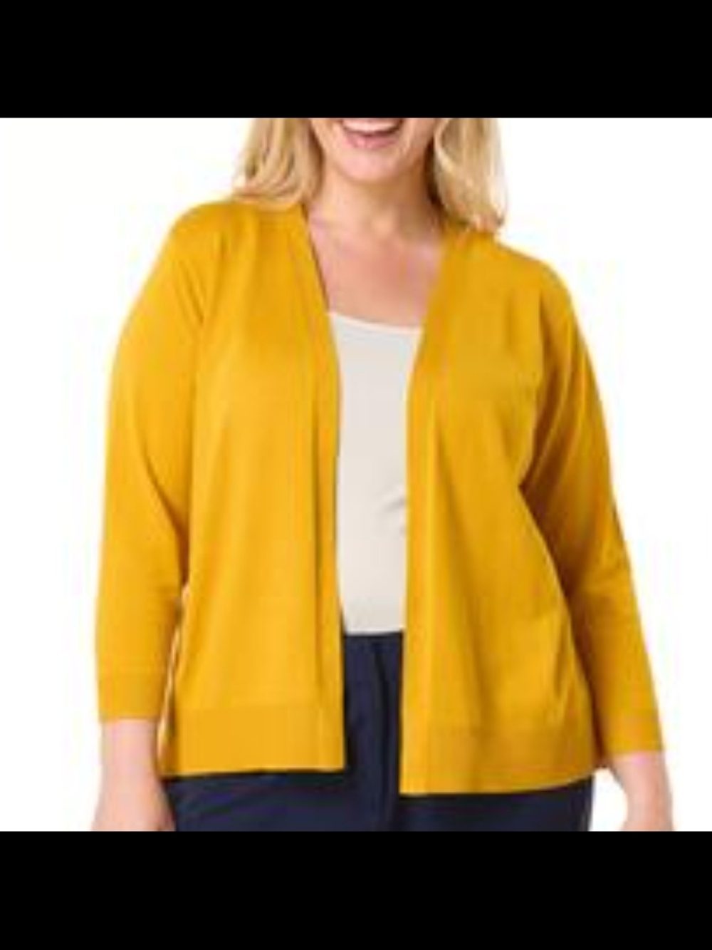 Open-Front Plus Cardigan Sweater & Cami Set Golden Yellow